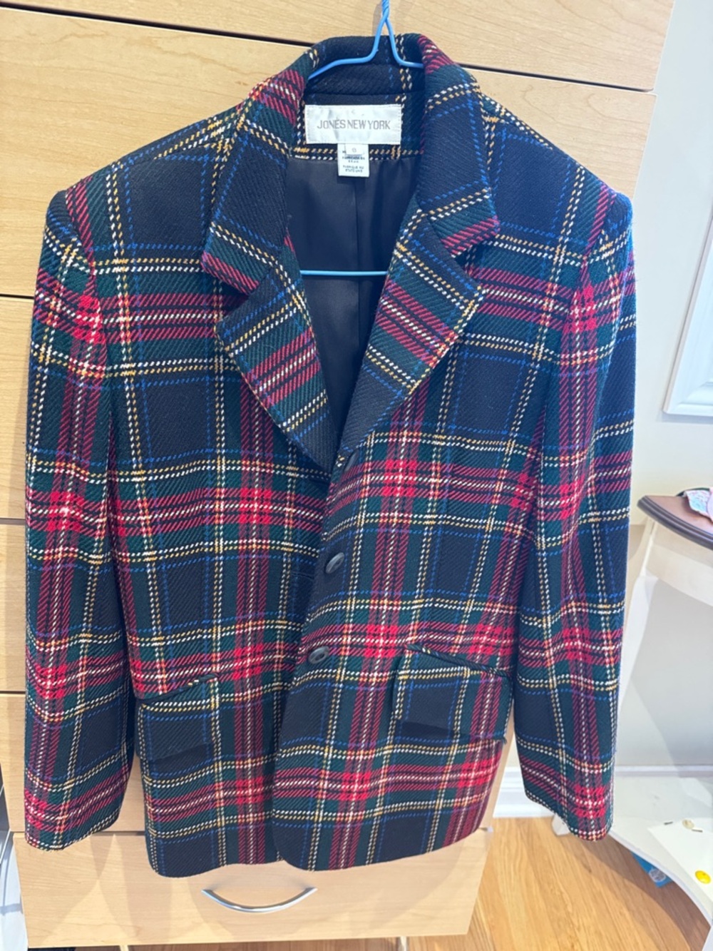 VINTAGE-Jones New York Men’s Navy & Red Plaid Blazer